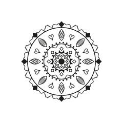 Decorative pattern mandala design. Easy Mandala Black and White Outline. Mandala for Coloring Pages