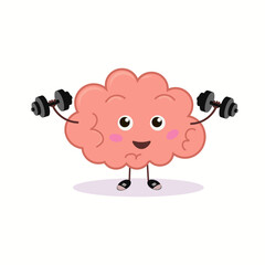 Brain training with dumbbells. Vector