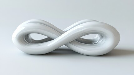 Fototapeta premium Abstract Infinity Symbol: A 3D Render of a White, Glossy, Intertwined Form Representing Endless Potential and Continuity