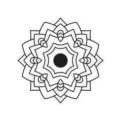 Decorative pattern mandala design. Easy Mandala Black and White Outline. Mandala for Coloring Pages