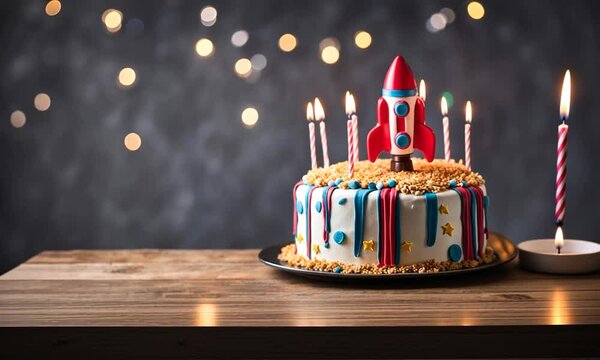 Rocket shaped cake.