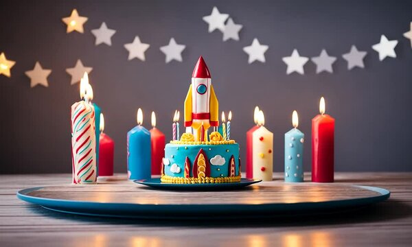 Rocket shaped cake.