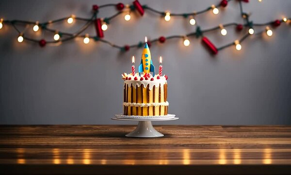 Rocket shaped cake.
