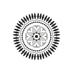 Decorative pattern mandala design. Easy Mandala Black and White Outline. Mandala for Coloring Pages