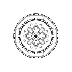 Decorative pattern mandala design. Easy Mandala Black and White Outline. Mandala for Coloring Pages