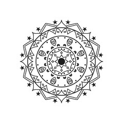 Decorative pattern mandala design. Easy Mandala Black and White Outline. Mandala for Coloring Pages