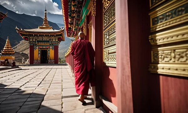 Buddhist monk in Tibet.