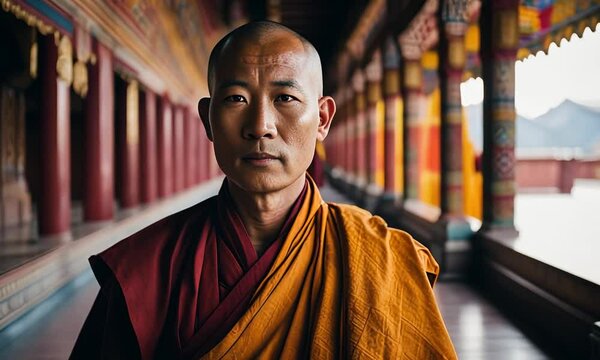 Buddhist monk in Tibet.