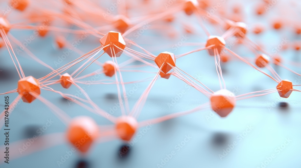 Poster a network of interconnected nodes with lines of varying thickness and color, illustrating the comple