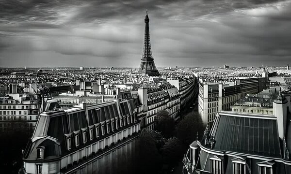 Paris city in black and white.