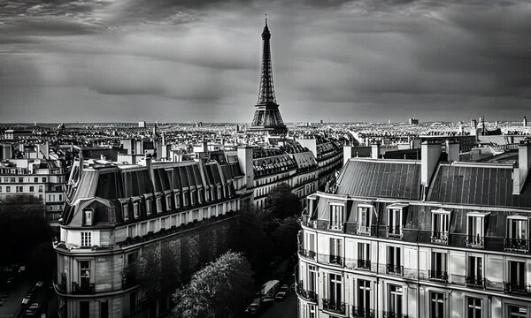 Paris city in black and white.