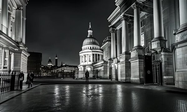 London city in black and white.