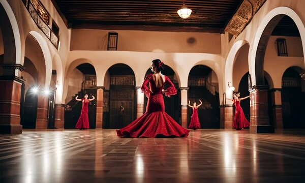 Interior of a flamenco tablao in Andalusia.