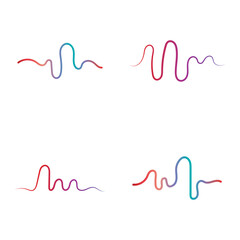 Audio technology, music sound waves set vector icon illustration