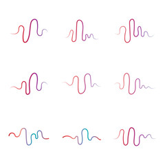 Audio technology, music sound waves set vector icon illustration