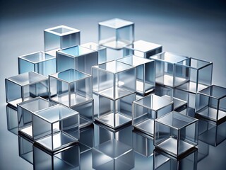 Obraz premium Modern Tech Background: Grey Translucent Cubes 3D Render