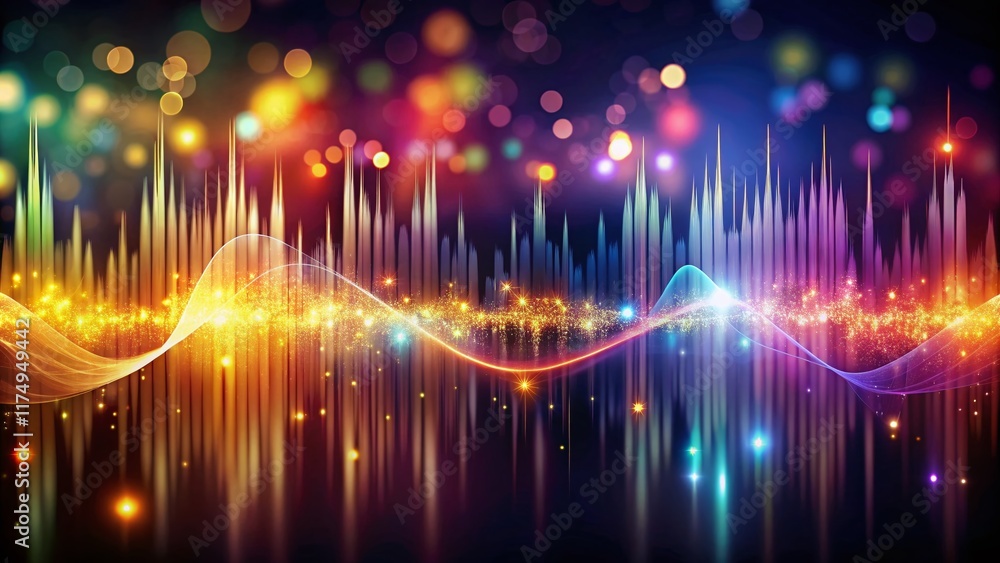 Poster monochrome sound waves abstract bokeh background - rhythmic audio visuals