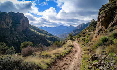 Naklejka premium Hiking trail landscape