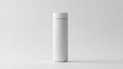 Minimalist White Thermos Bottle Product Photography