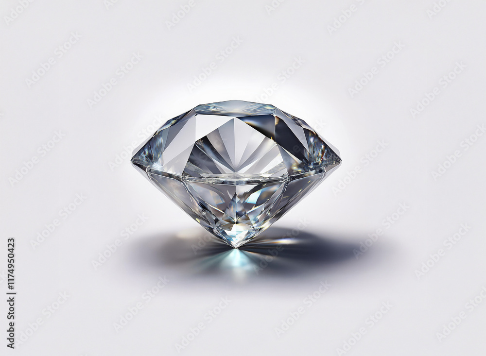 Aufkleber a brilliant, flawless diamond sparkles against a soft, gray background. its facets catch and reflect
