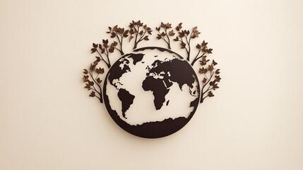 An artistic representation of the Earth encircled by intricate foliage, enhancing the decor