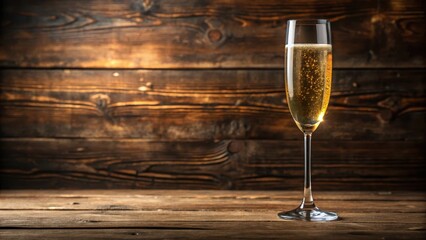Luxury glass filled with bubbly drink on wooden table, champagne glass, bubbly, champagne glass, bubbly, wine
