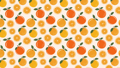 Seamless pattern with nectarine. Vector illustration. Fruit background.