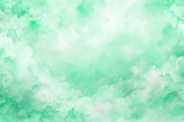Soft green watercolor background, abstract cloud patterns, tranquil and calming design, perfect for nature themes.