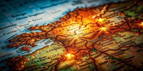 Fototapeta premium Mysterious Night Map: Basque Country, Spain - Low Light Photography