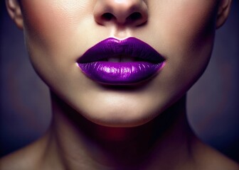 Fototapeta premium Mysterious Purple Lips: Fashion Photography Exploring Unique Lip Color