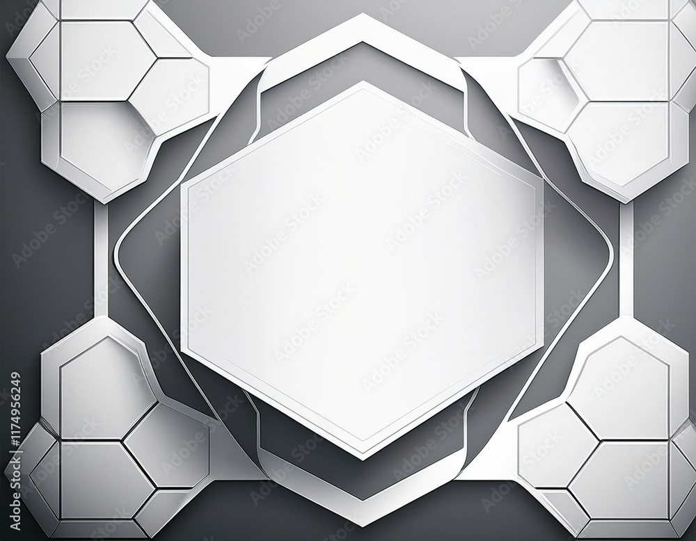 Poster minimalist vector banner with a white background and hexagonal pattern, offering a sleek and geometr