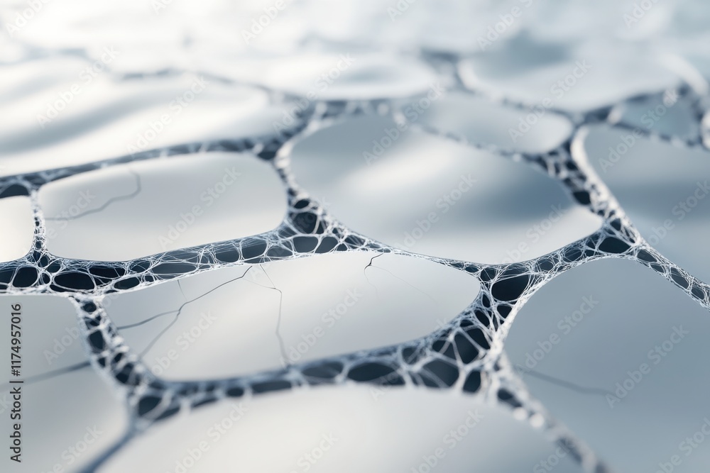 Poster detailed pattern of interconnected cells with a soft texture and subtle hues in the background