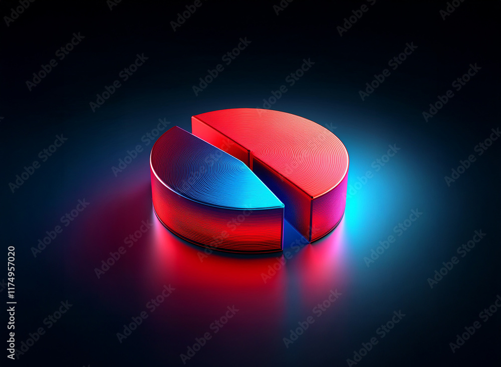 Poster a 3d rendered image shows a metallic cylinder split into two contrasting halves: vibrant red and coo