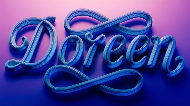 name Doreen rendered in elegant blue letters on down lit purple background