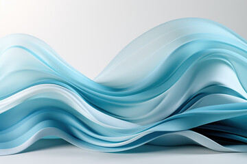 Obraz premium Smooth, elegant blue waves flow and curve against a light background. This abstract design creates a sense of motion and fluidity.