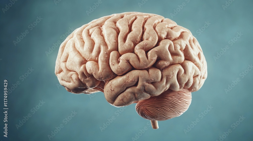 Aufkleber a close-up view of the human brain with visible neurons, synapses, and detailed textures, creating a