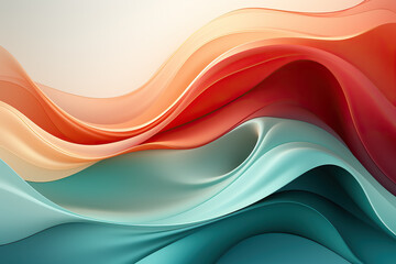 Fototapeta premium Smooth, elegant curves in shades of orange and teal create a dynamic abstract composition. The interplay of colors and shapes evokes a sense of fluidity and motion.