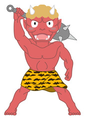 Obraz premium 鬼 立ち姿 イラスト