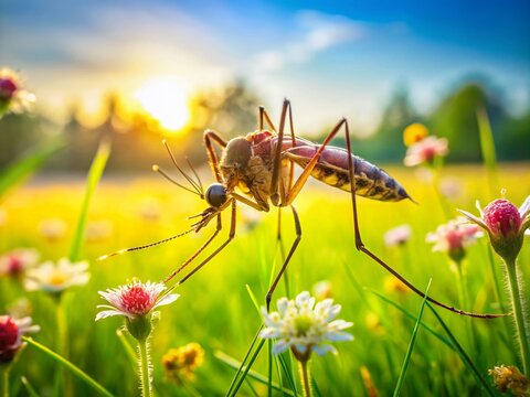 Nature's Sting:  Close-up Landscape Photography of a Bug Bite on Skin with Lush Green Background