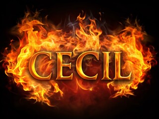 Fiery Cecil Name Silhouette: Burning Letter Art