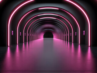 Pink Neon Archway 3D Background