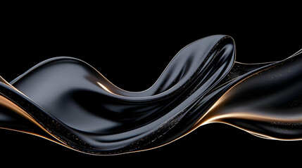 Abstract 3D Black Gold Wave Background