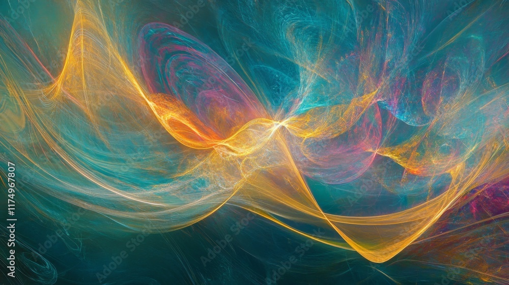 Fototapete a digital abstract representation of light waves traveling at immense speed through space, with ener
