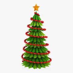 Creative paper craft Christmas tree with colorful decorations