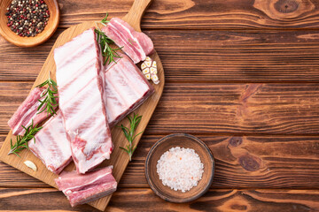 Raw Pork ribs photography . Top view