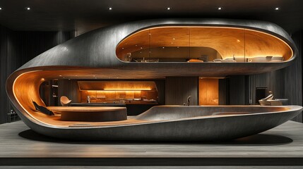 A cutting-edge home gym equipped with virtual trainers and advanced futuristic workout machines.