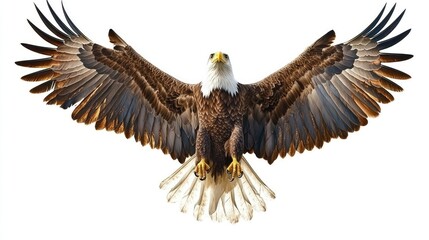 Obraz premium A majestic eagle in flight, showcasing its wingspan and natural beauty.