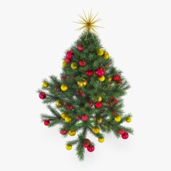 Obraz premium Colorful Christmas tree decorated with shiny ornaments