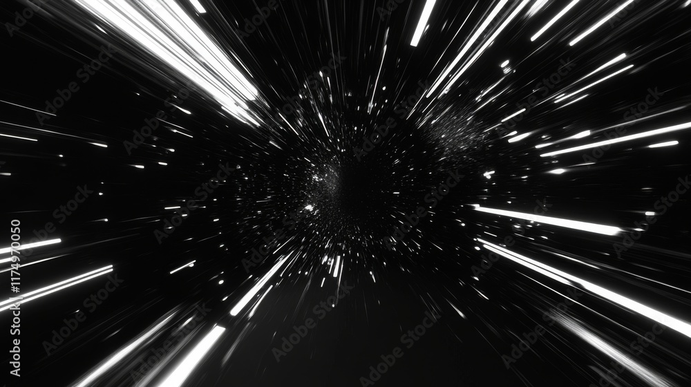 Aufkleber A dynamic, high-speed light streak cutting through a dark void, creating the illusion of motion and speed as it blurs into the distance