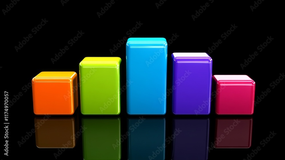 Poster a dynamic and colorful financial bar graph showing positive market trends with a modern tech interfa
